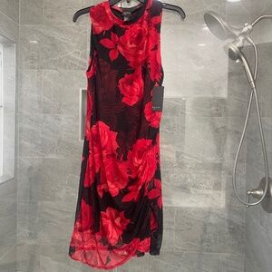 Free Press Black Red Rose Floral Dress New With Tags Size Large